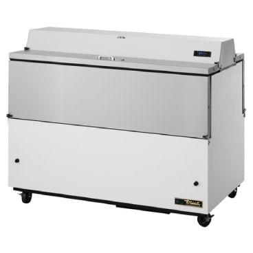 True TMC-58-DS-HC 58" Two Sided Milk Cooler with White / Stainless Steel Exterior and Aluminum Interior
