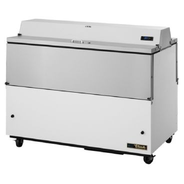 True TMC-58-DS-SS-HC 58" Two Sided Milk Cooler with White / Stainless Steel Exterior and Stainless Steel Interior