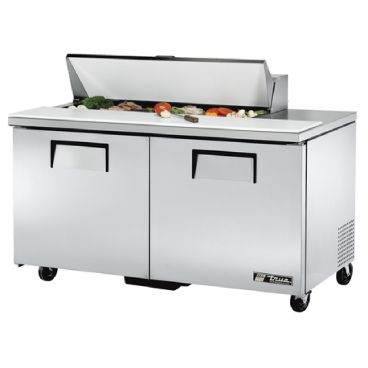 True TSSU-60-12-HC 60 3/8" Two Door Sandwich / Salad Prep Refrigerator with 4 Shelves, 12 Pans and Hydrocarbon Refrigerant - 115V