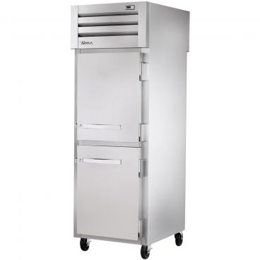 True STA1FPT-2HS-2HS Spec Series 1-Section 27 1/2" Wide Half-Height Solid-Door Insulated Pass-Thru Freezer With Stainless Steel Exterior And Aluminum Interior, 115V