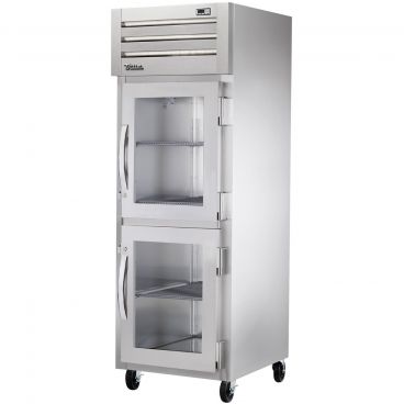 True STA1R-2HG-HC Spec Series 1-Section 27 1/2" Wide Half-Height Glass Door Insulated R290 Hydrocarbon Reach-In Refrigerator With Stainless Steel Exterior And Aluminum Interior, 115V