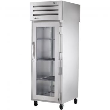 True STA1RPT-1G-1S-HC Spec Series 1-Section 27 1/2" Wide Full-Height Glass Front Door And Solid Rear Door Insulated R290 Hydrocarbon Pass-Thru Refrigerator With Stainless Steel Exterior And Aluminum Interior, 115V