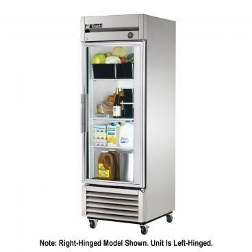 True T-23G-HC~FGD01_LH T Series Reach-In One Section Refrigerator w/ Left Hinged Glass Door And Three PVC Coated Shelves
