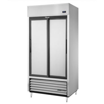 True TSD-33-HC TSD Series Reach-In Two Section Refrigerator w/ Two Solid Sliding Doors And Six PVC Coated Wire Shelves