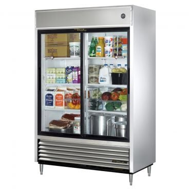 True TSD-47G-HC-LD TSD Series Reach-In Refrigerator w/ Two Glass Sliding Doors And Six PVC Coated Shelves