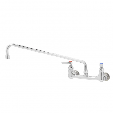 T&S Brass B-0230 Adjustable 8” Centered Wall Mounted Double Pantry Faucet With 18” Swing Nozzle And Lever Handles