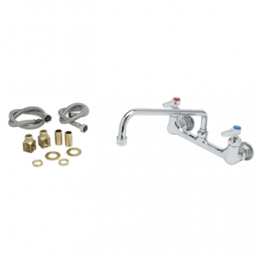 T&S Brass B-0231-CR-K-F15 Adjustable 8” Centered Wall Mounted Pantry Faucet With 12” Swing Nozzle And Installation Kit