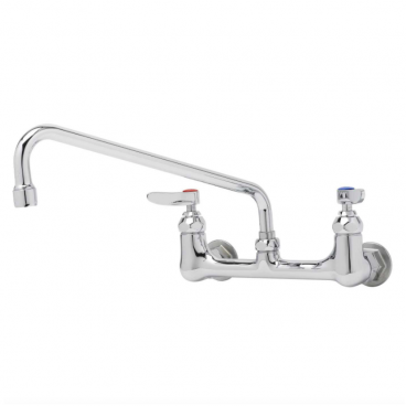 T&S Brass B-0231 Adjustable 8” Centered Wall Mounted Double Pantry Faucet With 12” Swing Nozzle And Lever Handles