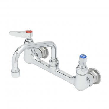 T&S Brass B-0232 Adjustable 8” Centered Wall Mounted Double Pantry Faucet With 6” Swing Nozzle