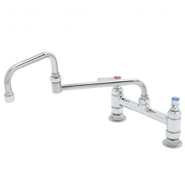 T&S Brass B-0246 Adjustable 8” Center Deck Mounted Pantry Faucet With 15” Double-Jointed Swing Nozzle