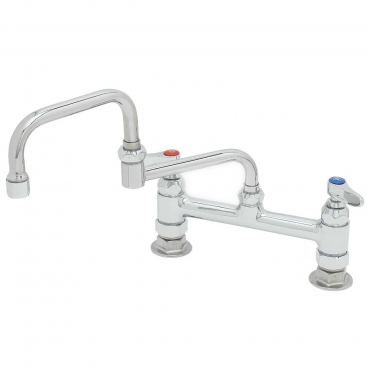 T&S Brass B-0247 Adjustable 8” Center Deck Mounted Pantry Faucet With 12” Double-Jointed Swing Nozzle