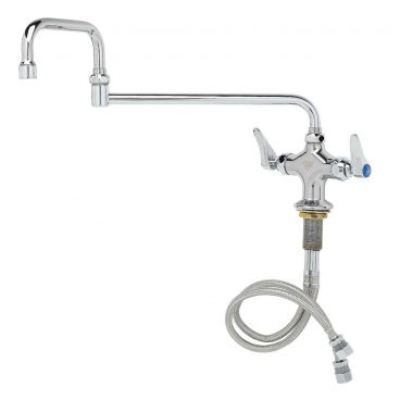 T&S Brass B-0250 Single Hole Deck Mounted Pantry Faucet With 18” Double-Jointed Swing Nozzle And Supply Hoses