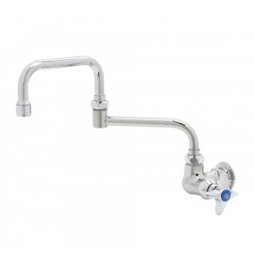 T&S Brass B-0262 Single Hole Wall Mounted Pantry Faucet With 12” Double Joint Swing Nozzle And Four-Arm Handle