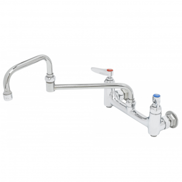 T&S Brass B-0266-BST Adjustable Center Wall Mounted Pantry Faucet With 15” Double Joint Swing Nozzle And Built-In Service Stops