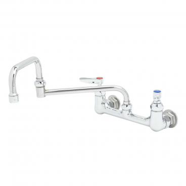 T&S Brass B-0266 Adjustable Center Wall Mounted Pantry Faucet With 15” Double Joint Swing Nozzle And Lever Handles