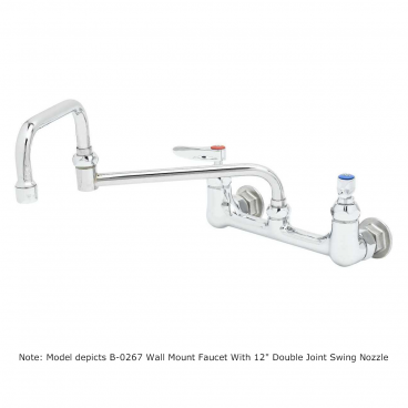 T&S Brass B-0267-BST Adjustable Center Wall Mounted Pantry Faucet With 12” Double Joint Swing Nozzle And Built-In Service Stops