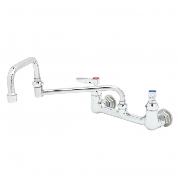 T&S Brass B-0267 Adjustable Center Wall Mounted Pantry Faucet With 12” Double Joint Swing Nozzle And Lever Handles