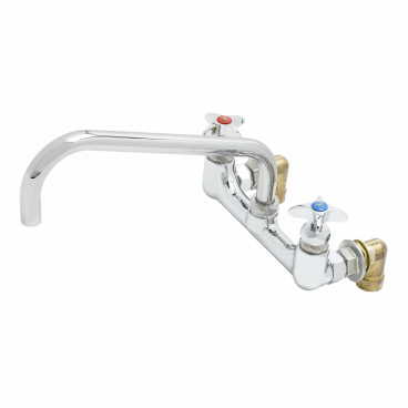 T&S Brass B-0290 Adjustable 8” Center Wall Mounted Big-Flo Faucet With 12” Swing Nozzle And Cross Handles