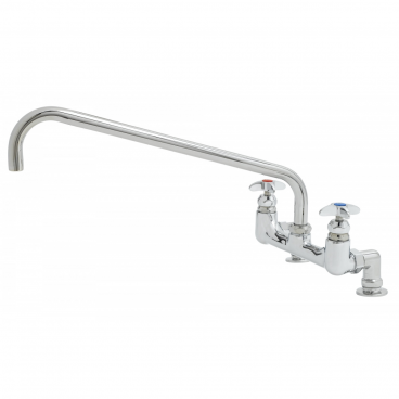 T&S Brass B-0294 8” Center Deck Mounted Big-Flo Mixing Faucet With 18” Swing Nozzle, Short Inlet Elbows, And 4-Arm Handles