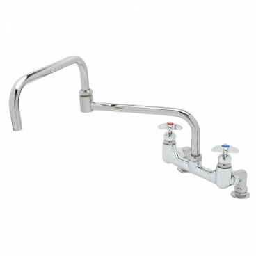 T&S Brass B-0295 Adjustable 8” Center Deck Mounted Big-Flo Faucet With 24” Double-Jointed Swing Nozzle And Short Inlet Elbows