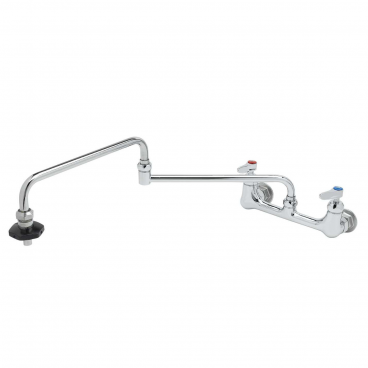 T&S Brass B-0598 Adjustable Center Wall Mounted Range Faucet With 24” Double Joint Swing Nozzle And Insulated Grip