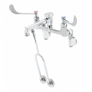 T&S Brass B-0655-01 Adjustable Wall Mounted Service Sink Faucet With Vacuum Breaker, Lower Support Rod, And Built-In Stops