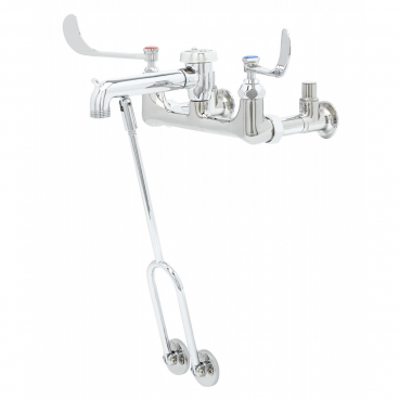 T&S Brass B-0657 8” Center Wall Mounted Service Sink Faucet With Vacuum Breaker, Integral Stops, And Wrist Handles