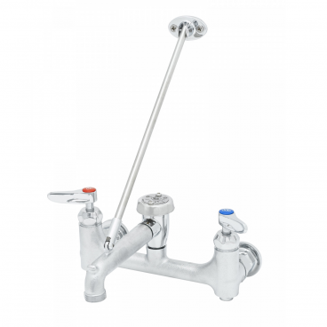 T&S Brass B-0665-CR-BSTR Adjustable 8” Center Wall Mounted Service Sink Rough Faucet With Cerama Cartridges, Upper Support Rod, And Built-In Stops