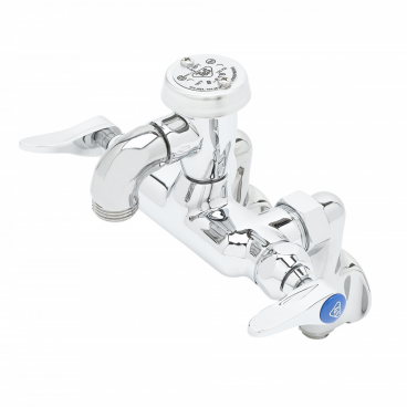 T&S Brass B-0669-POL Adjustable Center Wall Mounted Service Sink Faucet With Vacuum Break, Integral Stops, And Polished Finish