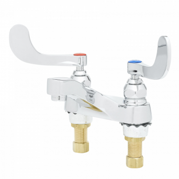 T&S Brass B-0890 4” Center Deck Mounted Lavatory Faucet With Cast Spout Nozzle, 2.2 GPM Aerator, And 4” Wrist-Action Handles