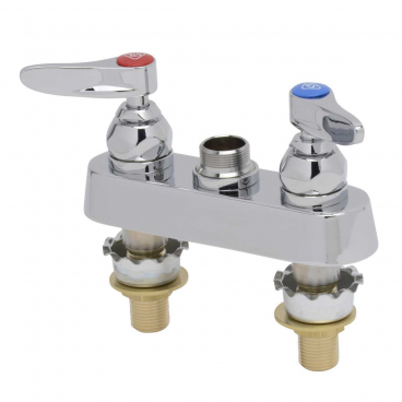 T&S Brass B-1110-XS-LN 4” Center Deck Mounted Nozzle-Less Workboard Faucet With 2” Extended Shanks
