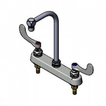 T&S Brass B-1120-04 8” Center Deck Mounted Workboard Faucet With 5-1/2” High-Arc Gooseneck Nozzle And Wrist Handles