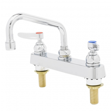 T&S Brass B-1120-XS-F12 8” Center Deck Mounted Workboard Faucet With 6” Swing Nozzle, Extended Shanks, And 1.2 GPM Aerator