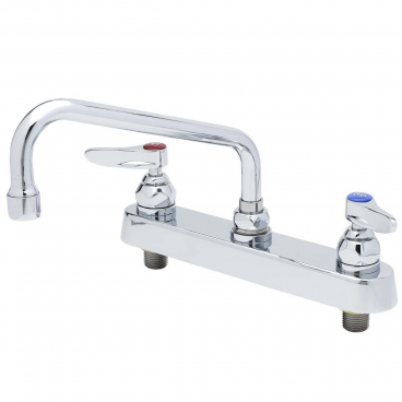 T&S Brass B-1122-PT 8” Center Deck Mounted Workboard Faucet With 10” Swing Nozzle, Eterna Cartridges, And Stream Regulator