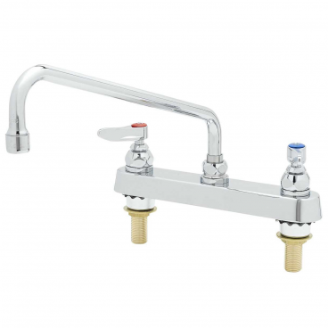 T&S Brass B-1123-XS-F12 8” Center Deck Mounted Workboard Faucet With 12” Swing Nozzle, Extended Shanks, And 1.2 GPM Aerator