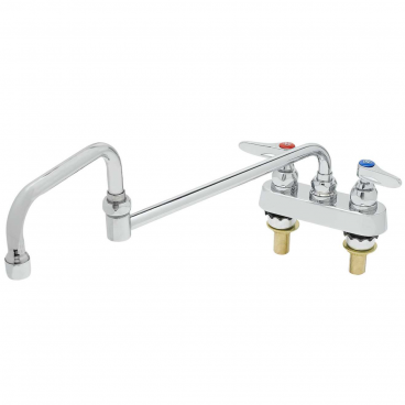 T&S Brass B-1131-XS 4” Center Deck Mounted Workboard Faucet With 18” Double-Jointed Swing Nozzle And Extended Shanks