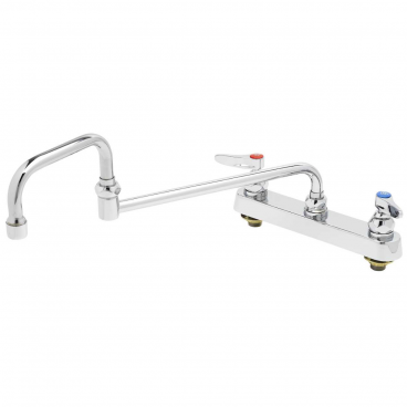 T&S Brass B-1132 8” Center Deck Mounted Workboard Faucet With 18” Double-Jointed Swing Nozzle And Eterna Cartridges