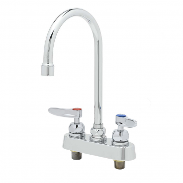T&S Brass B-1141-CR 4” Center Deck Mounted Workboard Faucet With 5-3/4” Swivel/Rigid Gooseneck Nozzle And Cerama Cartridges