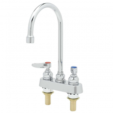 T&S Brass B-1141-XS 4” Center Deck Mounted Workboard Faucet With 5-3/4” Swivel/Rigid Gooseneck Nozzle And 2” Extended Shanks
