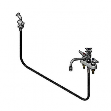 T&S Brass B-1151 4” Centered Deck Mount Work-Board Faucet With 8” Swing Nozzle And Spray Valve