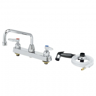 T&S Brass B-1172-CR 8” Center Deck Mounted Workboard Faucet With 8” Swing Nozzle, Cerama Cartridges, And Side Spray Valve