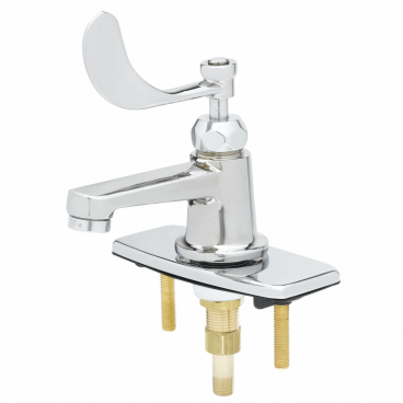 T&S Brass B-2460 Single Hole Deck Mounted Lavatory Faucet With Vandal Resistant Aerator, Wrist-Action Handle, And Deck Plate