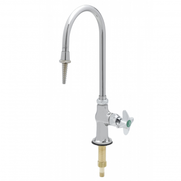 T&S Brass BL-5705-01 Single Hole Deck Mounted Laboratory Mixing Faucet With 5-7/8” Swivel/Rigid Gooseneck Nozzle, Serrated Tip, And 4-Arm Handle