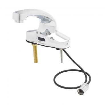 T&S Brass EC-3104 ChekPoint Deck Mount Electronic Faucet with One Piece Chrome Plated Cast Brass Spout and 4" Centers