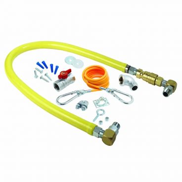 T&S Brass HG-4E-24SK Safe-T-Link 24" 2-Piece Quick-Disconnect Gas Appliance Connector with Swivel Links and Installation Kit - 1" NPT