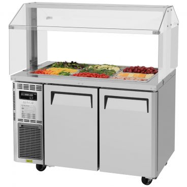 Turbo Air JBT-48-N 47-1/4" J Series Insulated Stainless Steel Refrigerated Buffet Display Table With 2 Sections, 11 Cubic Feet, 115 Volts