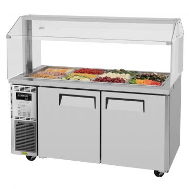 Turbo Air JBT-60-N 59" J Series Insulated Stainless Steel Refrigerated Buffet Display Table With 2 Sections, 15 Cubic Feet, 115 Volts