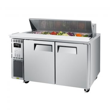 Turbo Air JST-60-N 59" J Series Side Mount Compressor Insulated Self-Contained Refrigeration Salad / Sandwich Food Prep Table With 14 Condiment Pans And 9-1/2" Cutting Board, 15 Cubic Feet, 115 Volts