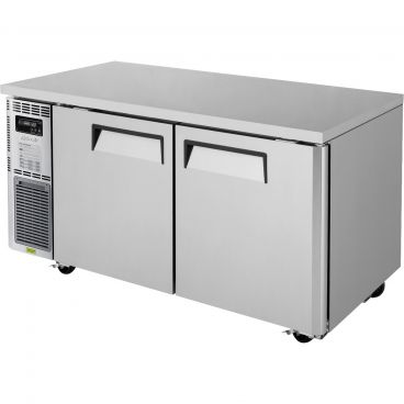 Turbo Air JUF-60-N J Series 59" Wide 13.58 Cubic ft 2 Solid Door Insulated Side-Mount Undercounter Freezer, 115V