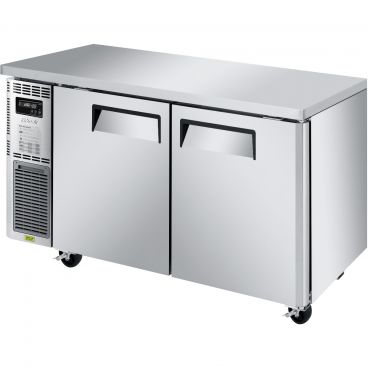 Turbo Air JUF-60S-N J Series 59" Wide 12.37 Cubic ft Narrow-Depth 2 Solid Door Insulated Side-Mount Undercounter Freezer, 115V